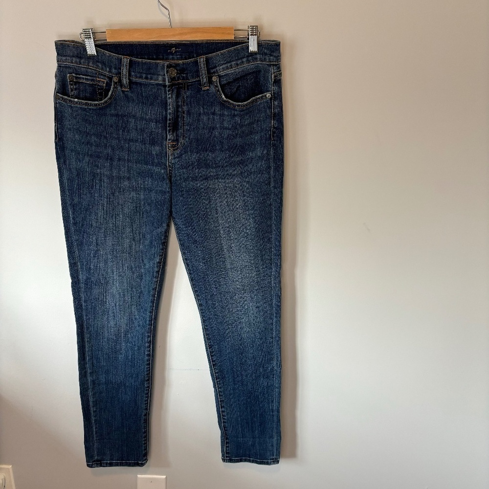 7 For All Mankind Dark Blue Cropped Jeans